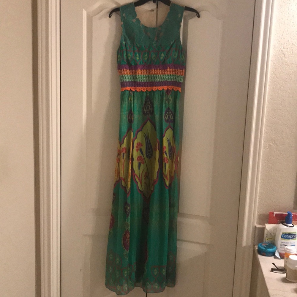 Anthropology silk maxi dress